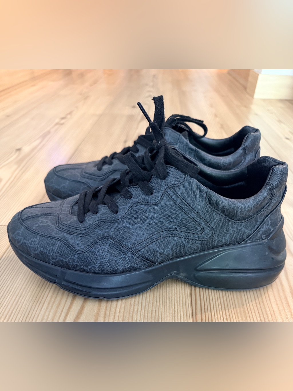 Gucci Men’s Black Gg Python Sneakers Monochrome Luxury Runner